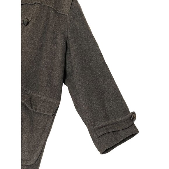 Loden Frey Wool Coat Western Germany Size 50 Gray Red Lining Toggle Closure Flaw - Picture 7 of 16